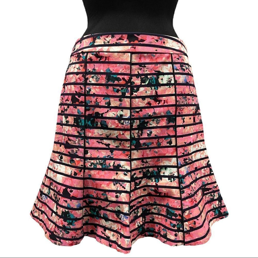 Banana Republic Bella Floral Striped Trumpet Skirt Sz 8